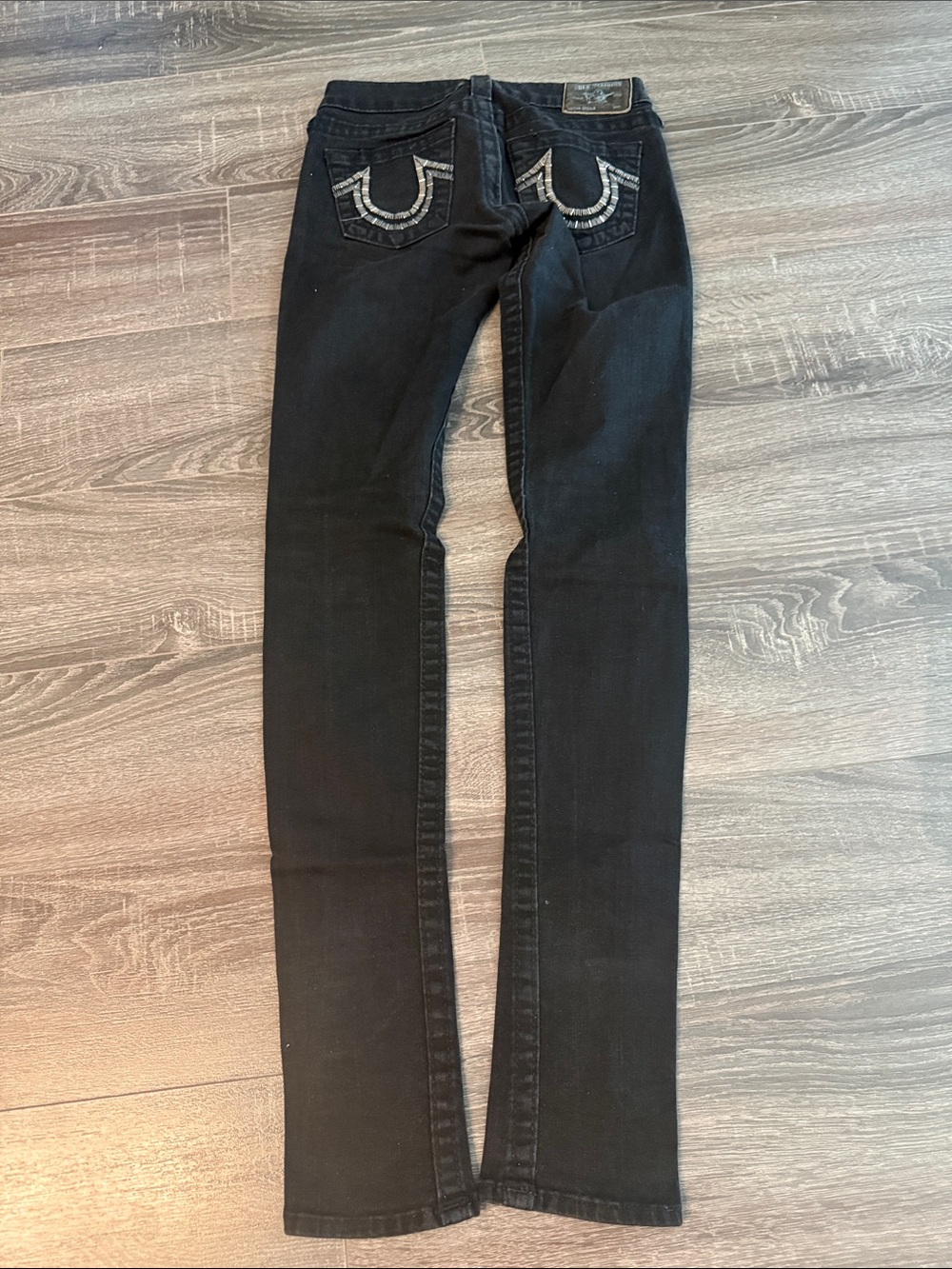 True Religion Women's Black Skinny Jeans with Signature Back Stitching